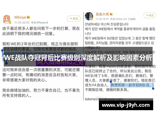 WE战队夺冠背后比赛级别深度解析及影响因素分析